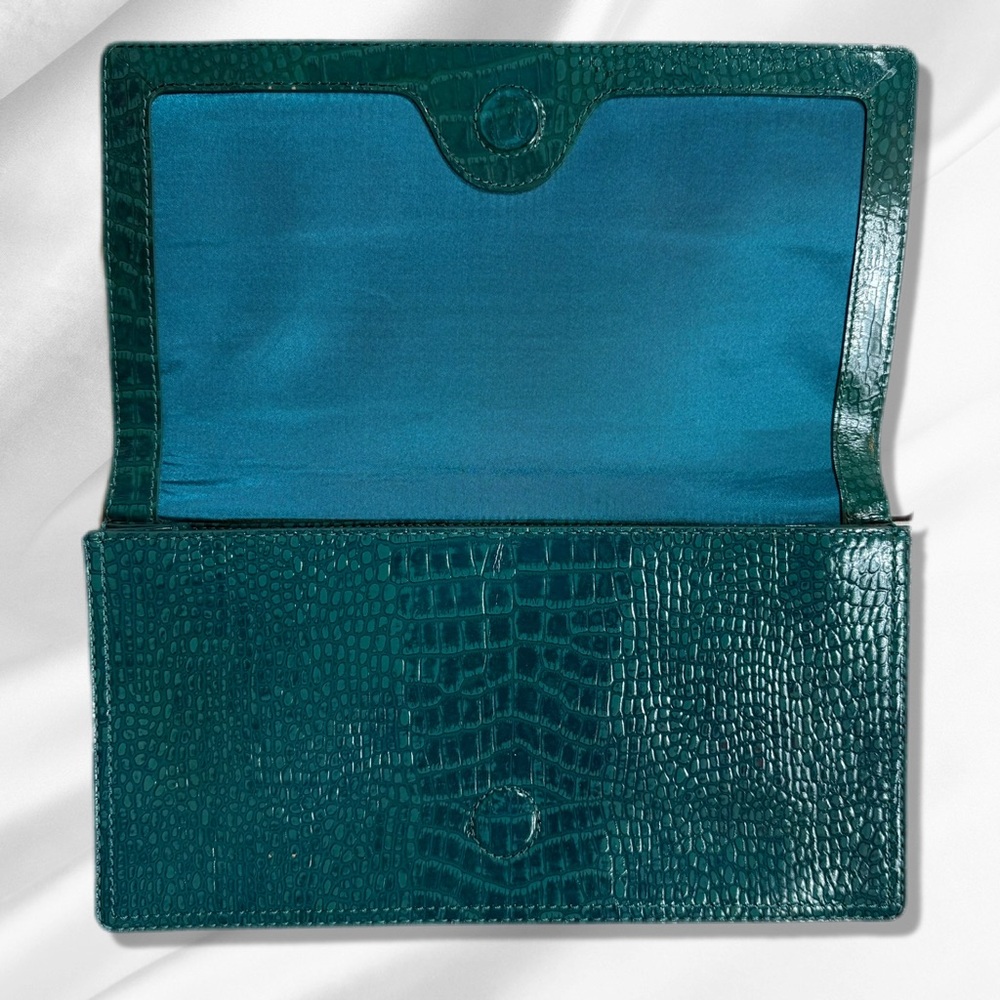 Banana Republic Teal Croc-Embossed Clutch - Picture 3 of 6